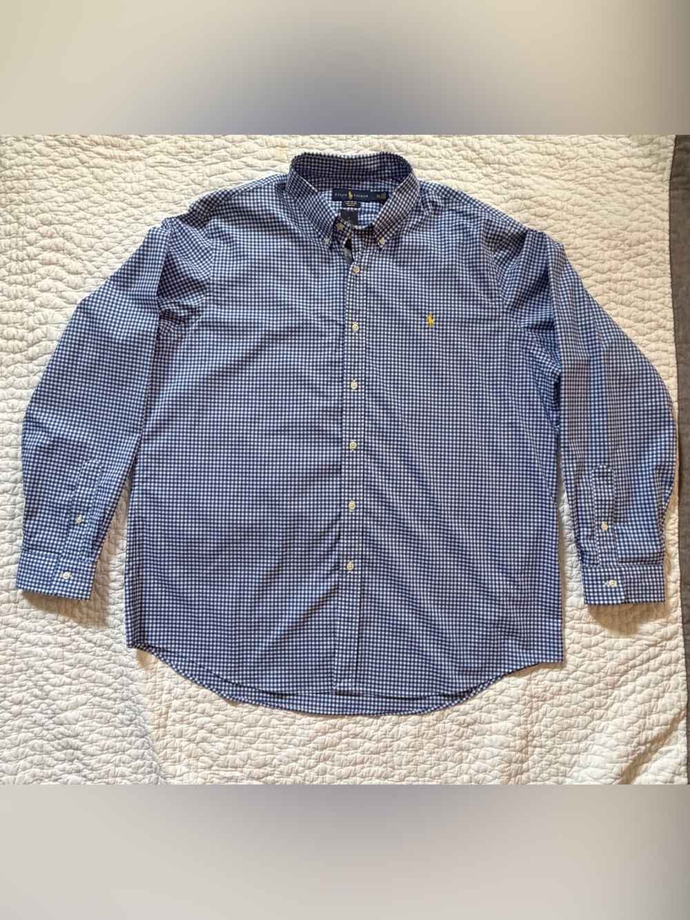 Ralph Lauren Navy and White Gingham Button-Down Shirt